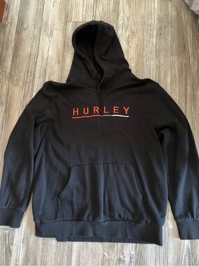 🌸 Hurley Black Hoodie with Burnt Red and White Accent